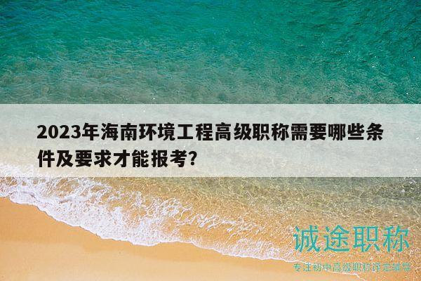 2023年海南環(huán)境工程高級職稱需要哪些條件及要求才能報考？