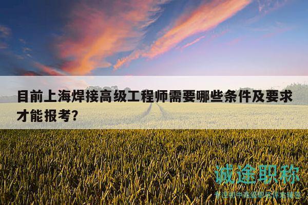 目前上海焊接高級(jí)工程師需要哪些條件及要求才能報(bào)考？