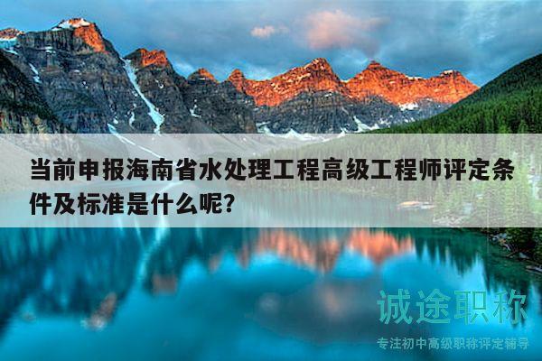 當前申報海南省水處理工程高級工程師評定條件及標準是什么呢？