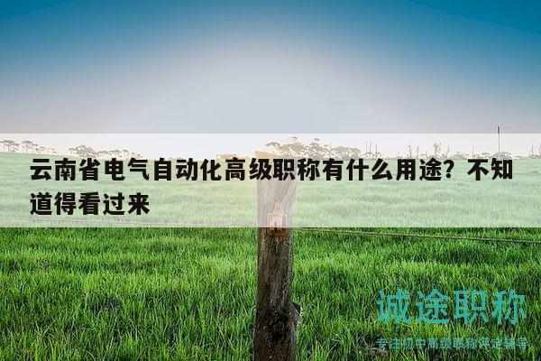 云南省電氣自動化高級職稱有什么用途？不知道得看過來