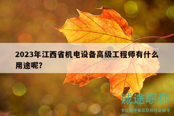 2023年江西省機(jī)電設(shè)備高級(jí)工程師有什么用途呢？