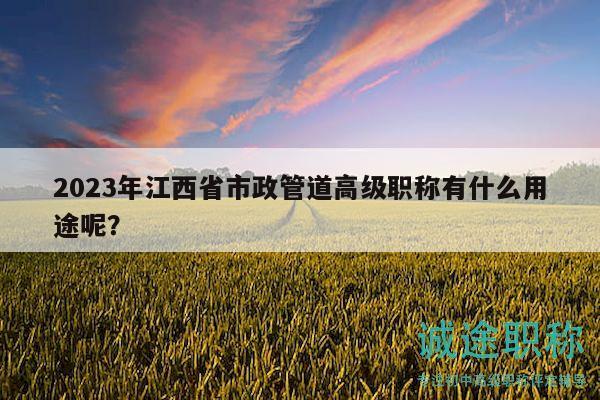 2023年江西省市政管道高級(jí)職稱有什么用途呢？