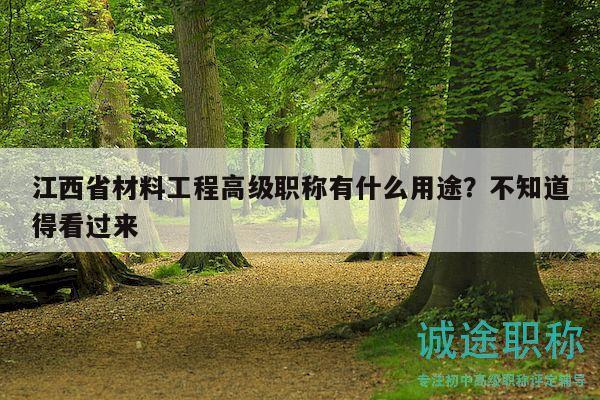 江西省材料工程高級職稱有什么用途？不知道得看過來