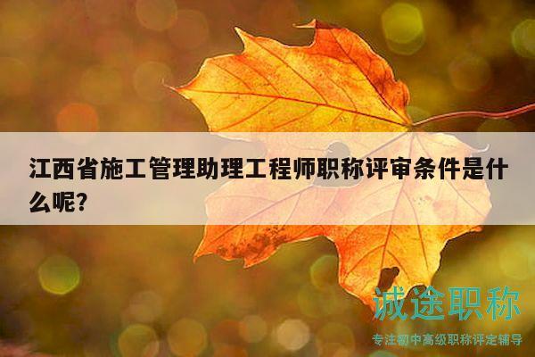 江西省施工管理助理工程師職稱評審條件是什么呢？