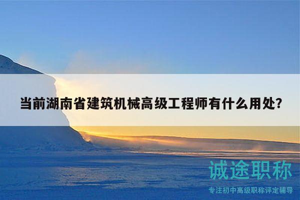 當前湖南省建筑機械高級工程師有什么用處？
