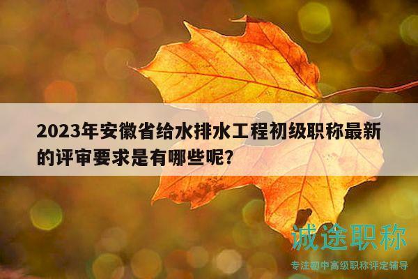2023年安徽省給水排水工程初級(jí)職稱最新的評(píng)審要求是有哪些呢？