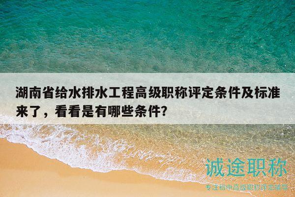 湖南省給水排水工程高級(jí)職稱評(píng)定條件及標(biāo)準(zhǔn)來了，看看是有哪些條件？