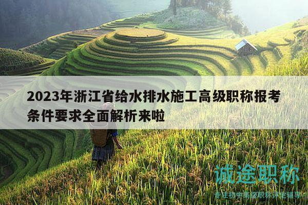 2023年浙江省給水排水施工高級職稱報考條件要求全面解析來啦