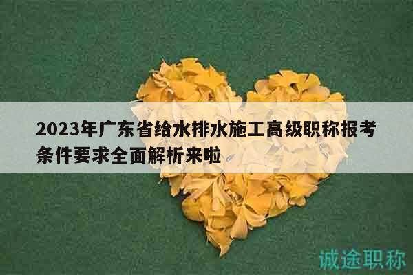 2023年廣東省給水排水施工高級(jí)職稱報(bào)考條件要求全面解析來啦