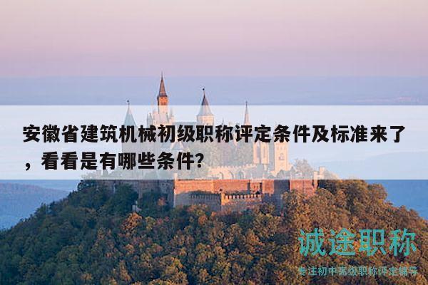 安徽省建筑機(jī)械初級職稱評定條件及標(biāo)準(zhǔn)來了，看看是有哪些條件？