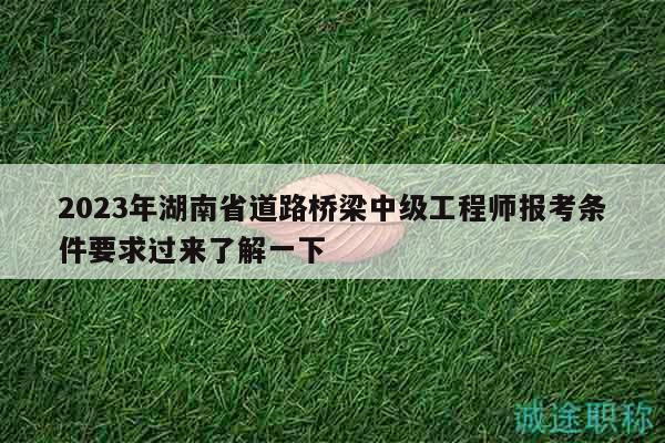 2023年湖南省道路橋梁中級工程師報考條件要求過來了解一下