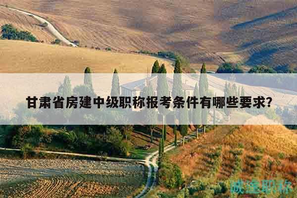 甘肅省房建中級職稱報考條件有哪些要求？