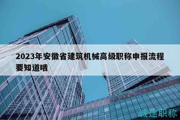 2023年安徽省建筑機(jī)械高級(jí)職稱(chēng)申報(bào)流程要知道哦