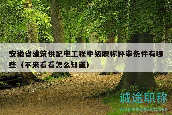 安徽省建筑供配電工程中級(jí)職稱評(píng)審條件有哪些（不來看看怎么知道）