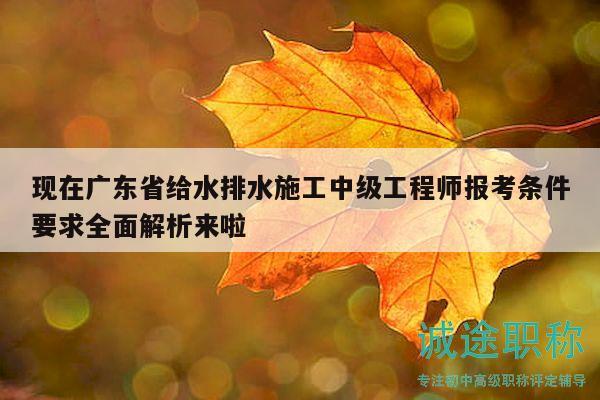 現(xiàn)在廣東省給水排水施工中級(jí)工程師報(bào)考條件要求全面解析來(lái)啦
