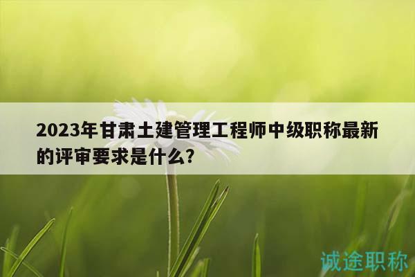 2023年甘肅土建管理工程師中級(jí)職稱最新的評(píng)審要求是什么？