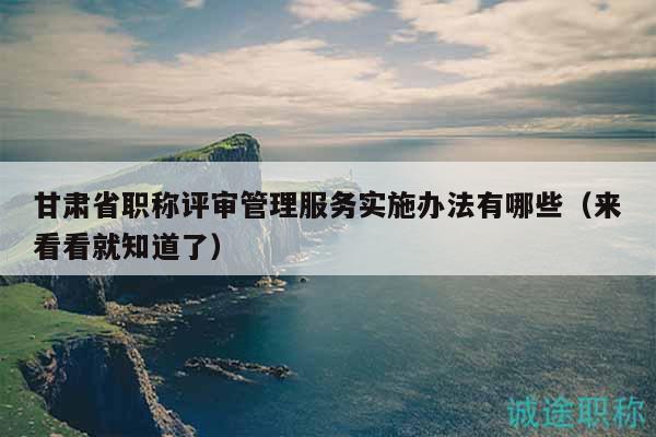 甘肅省職稱評(píng)審管理服務(wù)實(shí)施辦法有哪些（來看看就知道了）