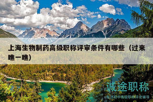 上海生物制藥高級職稱評審條件有哪些（過來瞧一瞧）