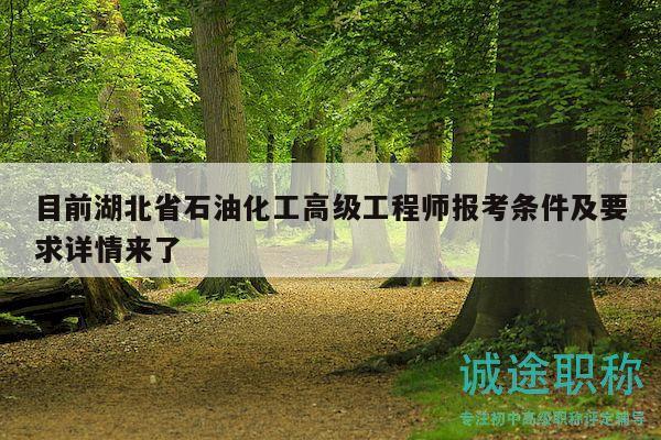目前湖北省石油化工高級工程師報考條件及要求詳情來了