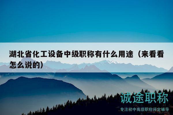 湖北省化工設(shè)備中級職稱有什么用途（來看看怎么說的）
