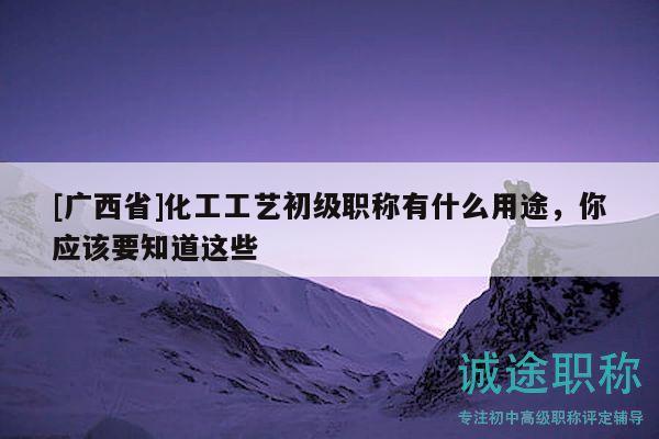 [廣西省]化工工藝初級(jí)職稱有什么用途，你應(yīng)該要知道這些