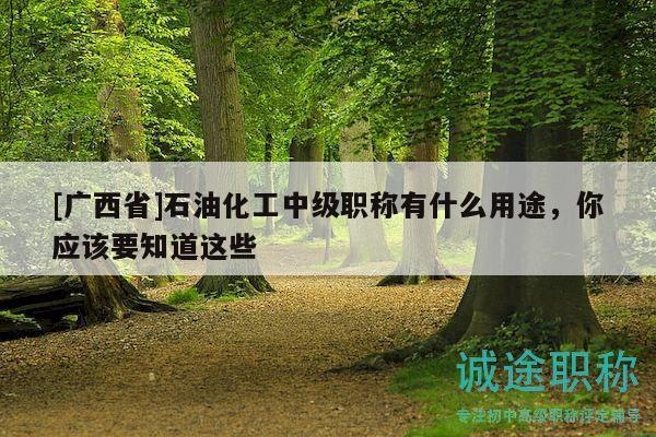 [廣西省]石油化工中級職稱有什么用途，你應該要知道這些