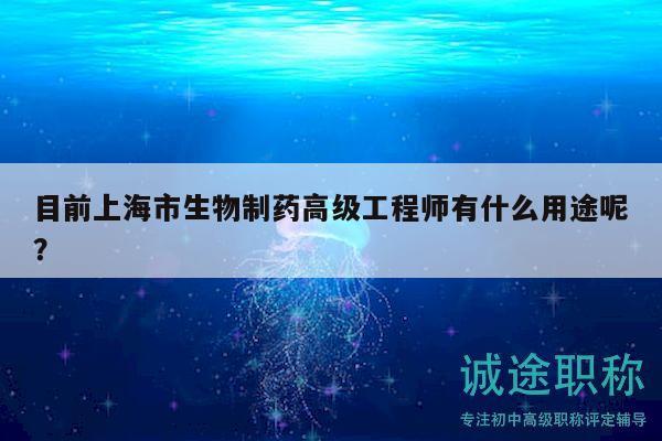 目前上海市生物制藥高級(jí)工程師有什么用途呢？