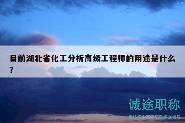 目前湖北省化工分析高級工程師的用途是什么？