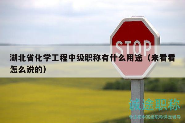 湖北省化學工程中級職稱有什么用途（來看看怎么說的）