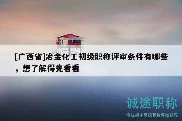 [廣西省]冶金化工初級職稱評審條件有哪些，想了解得先看看