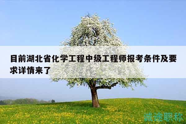 目前湖北省化學工程中級工程師報考條件及要求詳情來了