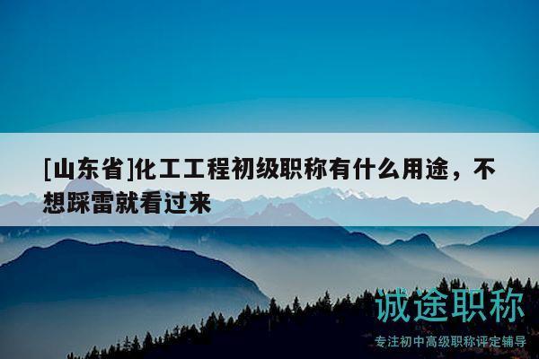 [山東省]化工工程初級職稱有什么用途，不想踩雷就看過來
