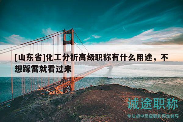 [山東省]化工分析高級職稱有什么用途，不想踩雷就看過來