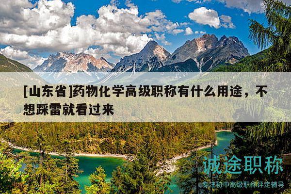 [山東省]藥物化學(xué)高級職稱有什么用途，不想踩雷就看過來