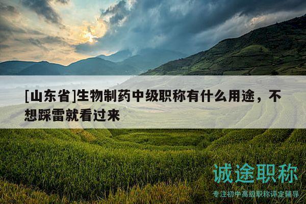 [山東省]生物制藥中級職稱有什么用途，不想踩雷就看過來
