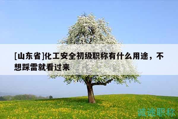 [山東省]化工安全初級職稱有什么用途，不想踩雷就看過來