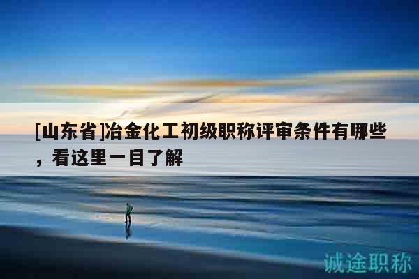 [山東省]冶金化工初級職稱評審條件有哪些，看這里一目了解