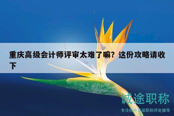 重慶高級會計師評審太難了嘛？這份攻略請收下