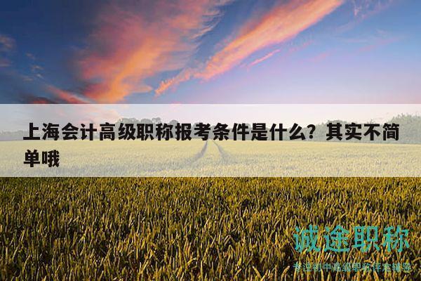 上海會(huì)計(jì)高級(jí)職稱報(bào)考條件是什么？其實(shí)不簡單哦